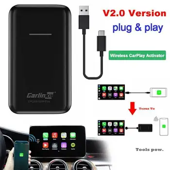 Carlinkit IOS CarPlay 13 2.0 USB Atualização Automática de redes sem Fios Ligar para Audi VW Mercedes BMW Reprodutor Multimédia sem Fios Ativador
