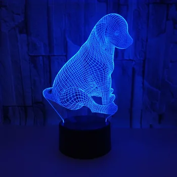 Animal Cão 3d Nightlight de Toque Colorida de led Lâmpada de Presente Personalizado Atmosfera 3d Luminárias do Quarto de Crianças Lâmpada Led