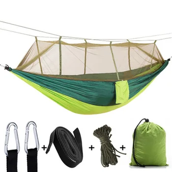 Acampamento/jardim Rede com mosquiteiro Mobiliário de Exterior 1-2 Pessoa Portátil de Suspensão Cama Força de pára-Quedas Tecido Sono Swing