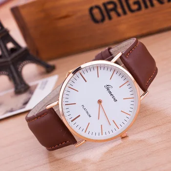 Homens Ultra-fino Relógio de Genebra de relógios de Luxo Homens Relógio dos Homens de Moda Relógio de pulseira de Couro Relógio de Quartzo de conjuntos de quarto de kol saati reloj hombre