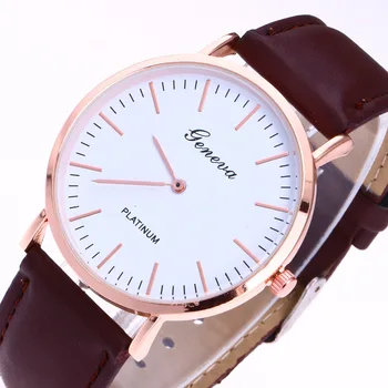 Homens Ultra-fino Relógio de Genebra de relógios de Luxo Homens Relógio dos Homens de Moda Relógio de pulseira de Couro Relógio de Quartzo de conjuntos de quarto de kol saati reloj hombre