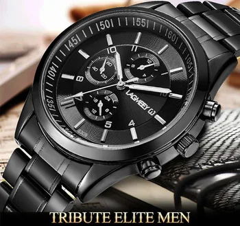 Homens Relógios Desportivos Homem Moda Preto Cheio de Relógio de Aço de Homens Militares conjuntos de quarto de kol saati masculino relojes negócio de relógios de luxo