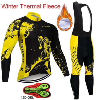 2020 X-CQREG Time Pro Inverno Térmico de Lã de Ciclismo Jersey Conjunto de Ropa Ciclismo de Manga Longa MTB Bicicleta Vestuário Exterior