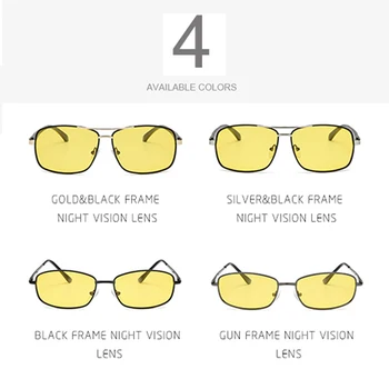 LongKeeper Polarizada Visão Noturna Óculos De Sol Das Mulheres Retro Quadrado De Metal De Sol Óculos De Homens, Óculos De Lentes Amarelo 2503/8901
