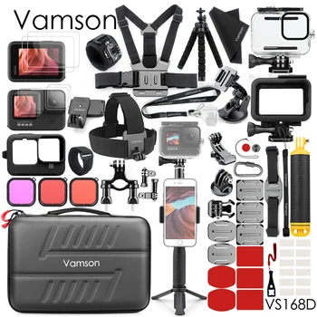 Vamson para Gopro9 Upgrade de Câmera Grande Pacote de Acessórios à prova d'água, Caso Tripé de Plástico Fronteira para gopro9 VS168