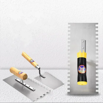 Prática de Gesso Espátula com Punho de Madeira cinza colher de ladrilhos faca telha ferramenta de Reboco Balde Espátula Ferramenta