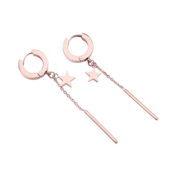 Meicialandat 2019 nova de Titânio de aço ouro rosa estrela dangle brincos de borla geométricas brincos longos brincos brincos para mulheres
