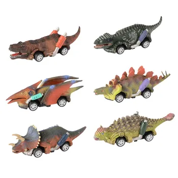6PCS Puxar de Volta Dinossauro de Brinquedo do Carro Altamente Realista Dinossauro Design do Veículo Brinquedos para Crianças Brinquedo Educativo