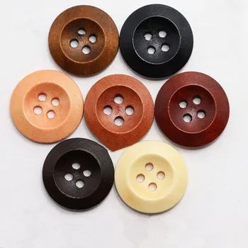 100pcs 11mm-25mm madeira natureza botões de camisola, camisa de paletó preto caffe botão DIY de costura do vestuário-acessórios 4-furos de botão