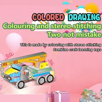 Besegad Engraçado 3D Colorir Quebra-cabeça DIY Pintura do Castelo de Brinquedo Educativo com 12 Marcadores de Cores para Crianças Presentes de Natal