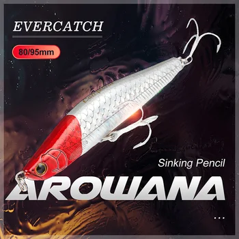 Evercatch aruanã afundando pesca lápis de 13,6 g/80mm 24g/95mm de água doce água salgada do mar combater a carcaça isca artificial rígido isca