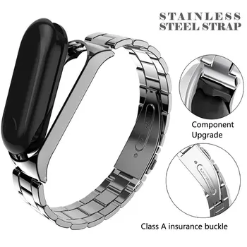 UTAI Xiaomi Mi banda 3/4 Pulseira de aço Inoxidável, pulseira de Substituir a cinta de Metal escudo protetor Para mi band 3 4 pulseira