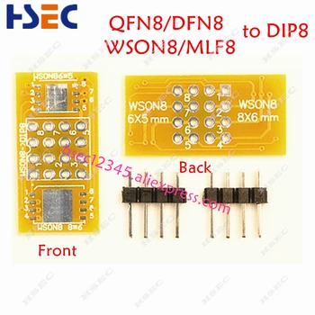 QFN8 para DIP8 Adaptador adaptador programador WSON8 DFN8 MLF8 QFN8 para DIP8 soquete para 25xxx 8x6mm 6x5mm wson8 spi8 adaptador tomada