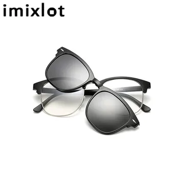 IMIXLOT 5pcs Clipe Magnético Óculos de sol das Mulheres de Óculos com Polarizada Óculos de Miopia de Leitura Óptica com Quadro de Pacote