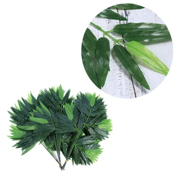 12pcs Artificial Verde, Folhas de Bambu Falso Plantas Verdes de Vegetação Deixa para Casa, Hotel, Escritório de Decoração