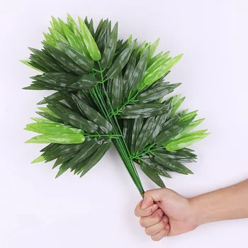 12pcs Artificial Verde, Folhas de Bambu Falso Plantas Verdes de Vegetação Deixa para Casa, Hotel, Escritório de Decoração