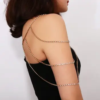 Moda Sexy Longo Colar de ombro corrente pingente Boêmio ombro cadeia de mulheres declaração de moda, de jóias de corpo de Jóias de Noiva