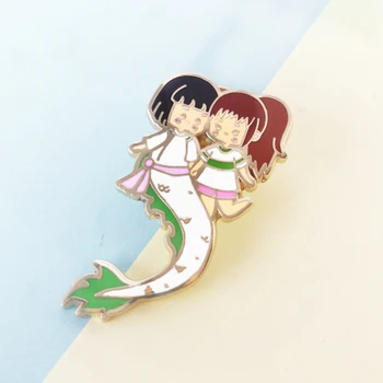 Anime Espírito Aways Chihiro e o Dragão Branco Esmalte Duro Pinos Ghibli Kawaii Pin de Lapela o Emblema Broche de Animação Coleção de Presente