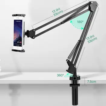Universal para 4 para 12,9 polegadas Tablet e Celular Montar a Cama Titular Ajustável de Braço Longo Grampo, Flexível Tablet Suporte para iPad