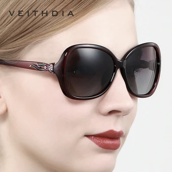 VEITHDIA Mulheres de óculos de Sol Polarizados do Gradiente da Lente UV400 de Luxo Senhoras Óculos de sol Óculos de Acessórios Para Mulheres Oculos de sol
