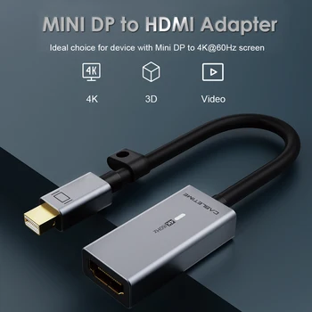 CABLETIME Mini DisplayPort para HDMI Adaptador de 4K/60Hz Thunderbolt 2 Mini DP Cabo Conversor HDMI para o Surface Pro 6 Lenovo, Dell C315
