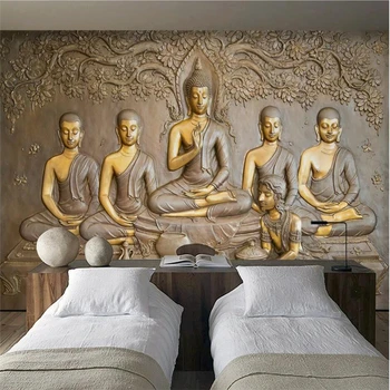 Wellyu 3D em relevo estátua de Buda de fundo, pintura de parede papier peint papéis de parede decoração papel de parede tapety