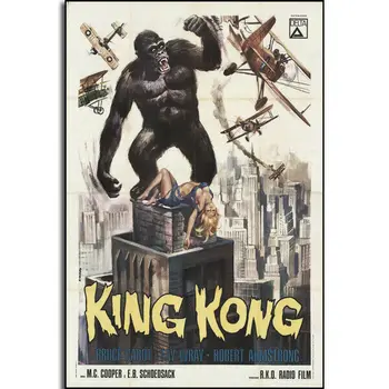 King Kong Clássico Filme Vintage Monstro Tecido De Seda De Parede Do Poster De Arte, De Decoração Adesivo Brilhante
