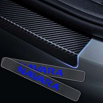 Carro Soleira da Porta de Chinelo Placa Para Nissan Navara 4D de Fibra de Carbono, Etiqueta de boas-Vindas do Pedal do Limiar de Auto Acessórios 4Pcs