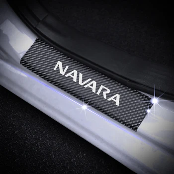 Carro Soleira da Porta de Chinelo Placa Para Nissan Navara 4D de Fibra de Carbono, Etiqueta de boas-Vindas do Pedal do Limiar de Auto Acessórios 4Pcs