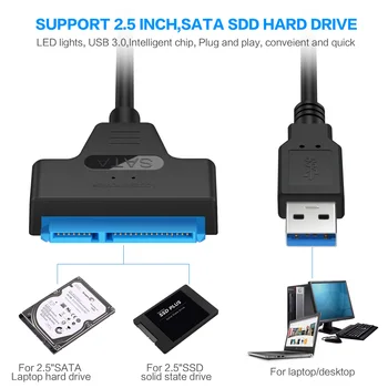 Onvian USB 3.0, SATA 3 Cabo Sata para USB 3.0 Adaptador de Até 6 Gb / s Suporte De 2,5 Polegadas disco rígido Externo disco Rígido SSD Sata III do Cabo
