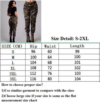 Nova Moda Plus Size Mulheres de Camuflagem do Exército Skinny Fit Elástico Jeans Joggings Calças S-2XL