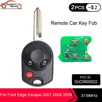KEYECU Remoto do Carro Fob Chave 3 Botões 315Mhz com 4D63 Chip para Ford Edge Escapar 2007 2008 2009 OUCD6000022