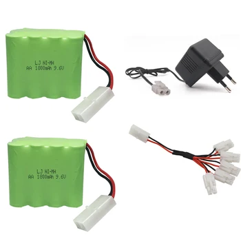 9.6 V 1800mah AA NI-MH X Bateria com carregador 5in1 conjunto de cabos de alta qualidade de atualização bateria para RC brinquedos carro nave robô Tamiya plug