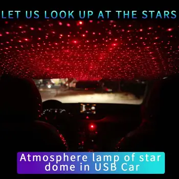 12V USB Interior do Carro Atmosfera Luzes de Automóveis Projetor Decorativos Braço Caixa de Romântico Estrelado céu de Luz DJ Estrela Vermelha da Lâmpada