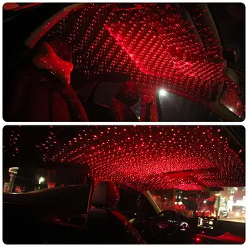 12V USB Interior do Carro Atmosfera Luzes de Automóveis Projetor Decorativos Braço Caixa de Romântico Estrelado céu de Luz DJ Estrela Vermelha da Lâmpada