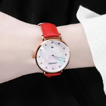 LONGBO Marca de Moda Couro Pérola de Discagem de Luxo Casual Relógios de pulso das Mulheres Senhoras Relógios Data de Calendário, Relógio Impermeável Presente 5040