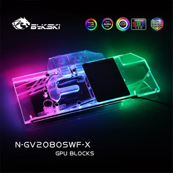 Bykski GPU de bloqueio de Água a Cobertura Completa do Bloco Para Gigabyte RTX2080/2070 Super WINDFORCE VGA Watercooler Dissipador de calor RGB N-GV2080SWF-X