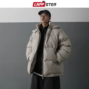 LAPPSTER Homens Japoneses Streetwear Couro Puffer Jaqueta de 2020 Mens Hip Hop de Inverno Preto Bolha Jaquetas Casacos Casal coreano Parka