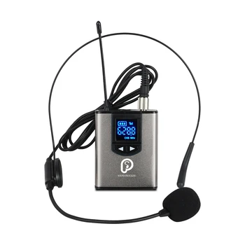 UHF Sistema sem Fio com Fone de ouvido Mic/Lavalier Mic de Lapela,Dupla Transmissores Bodypack e Um Mini Recarregável Receptor de 1/4