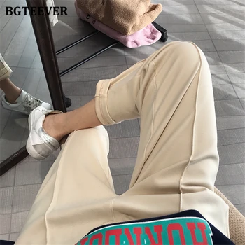 BGTEEVER Plus Size Engrossar Quente Mulheres Calças de Harém de Outono Inverno Cintura Alta Feminino de Lã, Calças de Senhoras de Calças de pantalon 2020