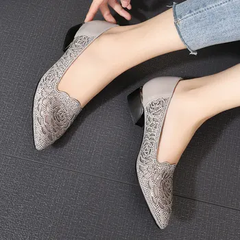 GKTINOO 2020 Verão as Mulheres Sandálias Bling Apontou Toe Salto Alto Ocos Bombas Mulher Sapatos de Couro Genuíno de Sapatos de Senhoras
