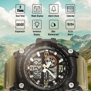 SKMEI Esportes Relógios de Homens de Moda Multi-função Cronógrafo Digital de Quartzo Display Duplo Relógios de pulso Relógio Masculino 1283