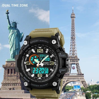 SKMEI Esportes Relógios de Homens de Moda Multi-função Cronógrafo Digital de Quartzo Display Duplo Relógios de pulso Relógio Masculino 1283