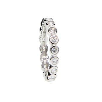 2017 jóias empilhável cz bezel de casamento noivado banda eternidade 925 stelring de prata de três cores pilha conjunto de anel de
