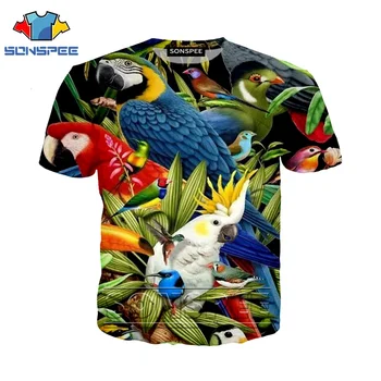 Impressão 3D ervas Daninhas T-Shirts Papagaio Homens T-Shirts Mulheres Engraçado Roupas de Ginástica Flor, Animal, Pássaro de grandes dimensões Harajuku Gráfico T-Shirt