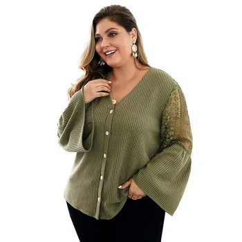 Ocos Casacos Oversize 2019 Outono Cardigans de Malha de Gordura Camisola das Mulheres Plus Size, Jaquetas de Senhoras Knitting Blusas 4XL