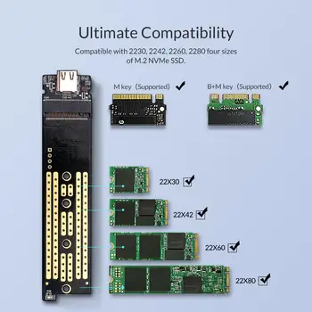 ORICO M. 2 NVME SSD Caso de Auto-Resfriamento SSD Gabinete para M. 2 M M+B Chave Disco SSD USB C 10Gbps Unidade de disco Rígido Compartimento M. 2 SSD Caixa