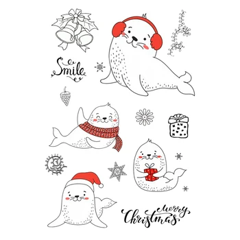 AZSG Feliz Natal Selos Claro Selos Para DIY Scrapbooking Decorativos Cartão de Fazer Artesanato Divertido Decoração de Suprimentos