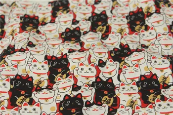 150 CM*50 CM de tecido de algodão Japonês brisa suave desenhos animados do gato impressão de tecido, feitos à mão, DIY patchwork boca de ouro pacote de pano