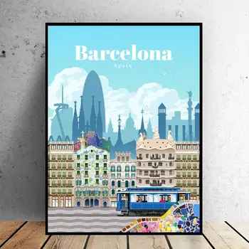 Viajar para Barcelona Tela de Viagem impressão de Cartaz Casa Arte de Parede Decoração Pintura